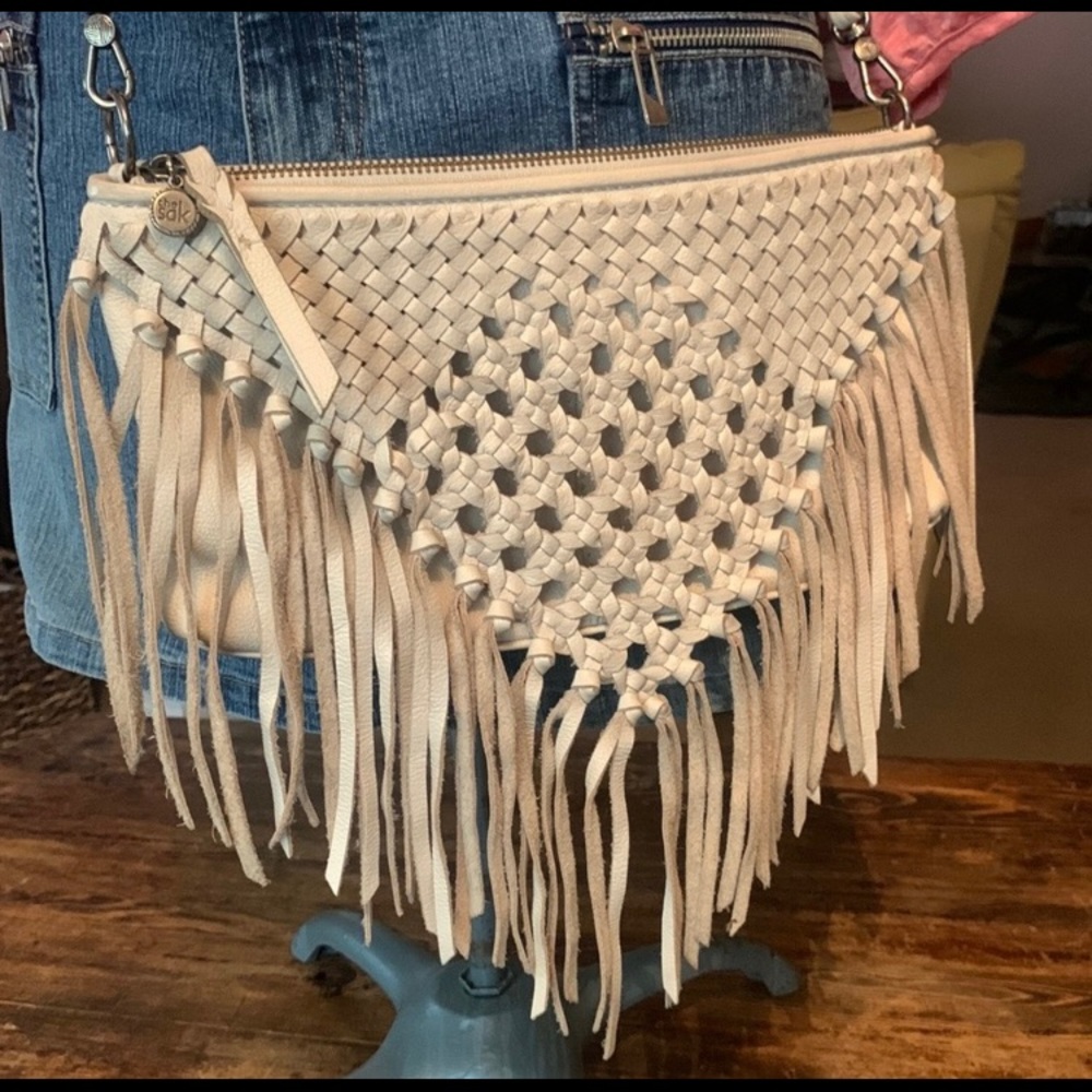 The Sak Brand Off White Fringe Purse